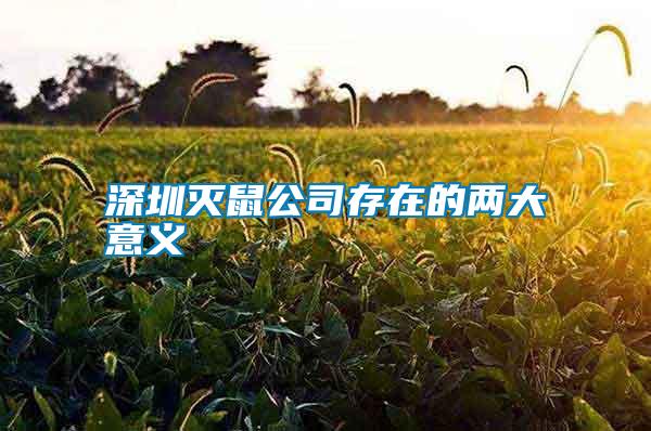 深圳滅鼠公司存在的兩大意義