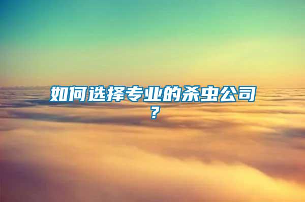 如何選擇專業的殺蟲公司？