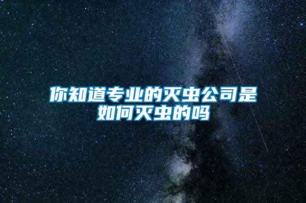 你知道專業的滅蟲公司是如何滅蟲的嗎