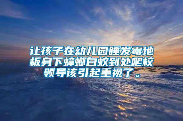 讓孩子在幼兒園睡發霉地板身下蟑螂白蟻到處爬校領導該引起重視了。