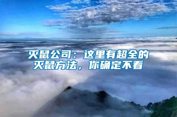 滅鼠公司：這里有超全的滅鼠方法，你確定不看