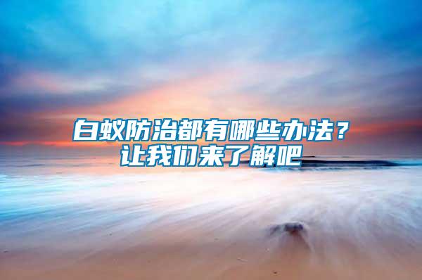 白蟻防治都有哪些辦法？讓我們來了解吧