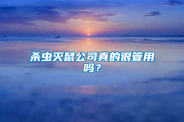 殺蟲滅鼠公司真的很管用嗎？