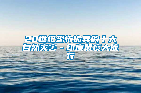 20世紀恐怖詭異的十大自然災害－印度鼠疫大流行